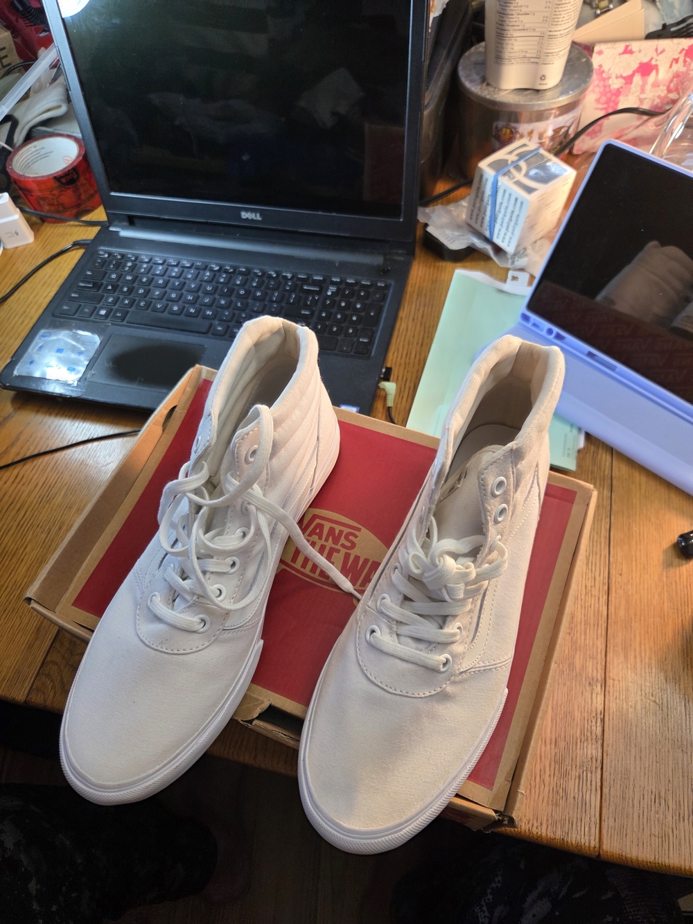 Vans Sk8-Hi Canvas Sneakers in Off-White - Picture 2 of 9